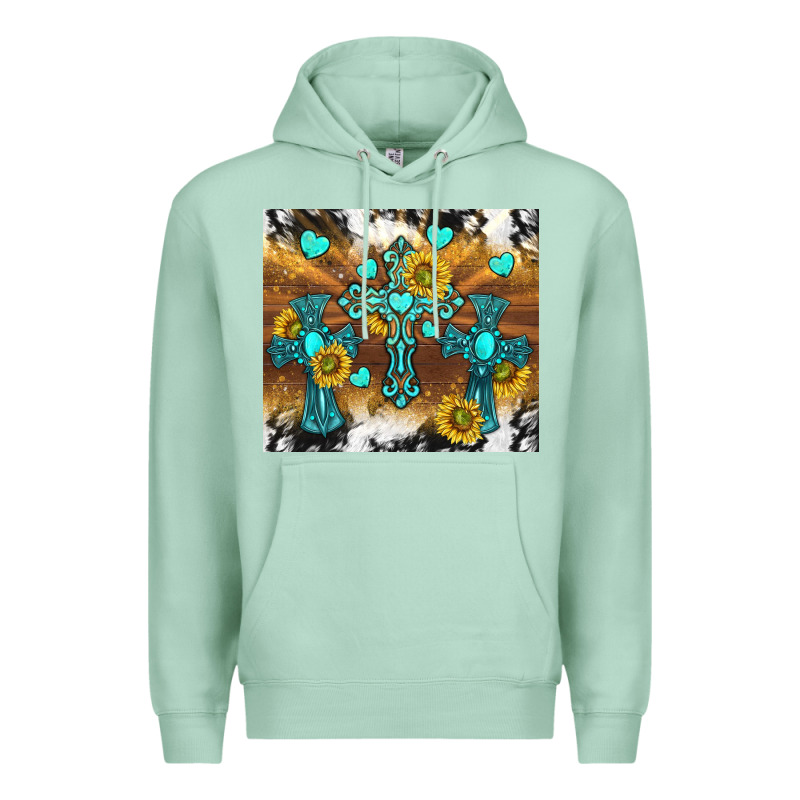 Western Crosses And Sunflowers Premium Hoodie by TumblerDesignByShophia | Teevron