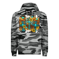 Slate Camo western crosses and sunflowers Premium Hoodie - TumblerDesignByShophia