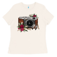 Bone floral feather vintage camera Ladies Tee - FaDigitalArtStudio