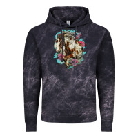 Cloud Black mustang horse with floral background Vintage Hoodie - LillyAllenDesigns