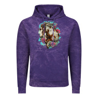 Cloud Purple mustang horse with floral background Vintage Hoodie - LillyAllenDesigns
