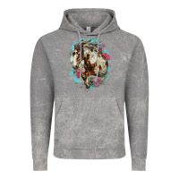 Cloud Rock mustang horse with floral background Vintage Hoodie - LillyAllenDesigns