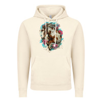 Vintage Artic mustang horse with floral background Vintage Hoodie - LillyAllenDesigns
