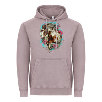Vintage Zinc mustang horse with floral background Vintage Hoodie - LillyAllenDesigns