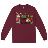 Burgundy teachers always make the nice list Long Sleeve Tee - MaliasSmallBusiness
