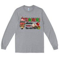 Heather Grey teachers always make the nice list Long Sleeve Tee - MaliasSmallBusiness