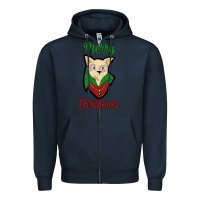 Navy Merry Christmas Cat Zipper Hoodie - Bettercallsaul