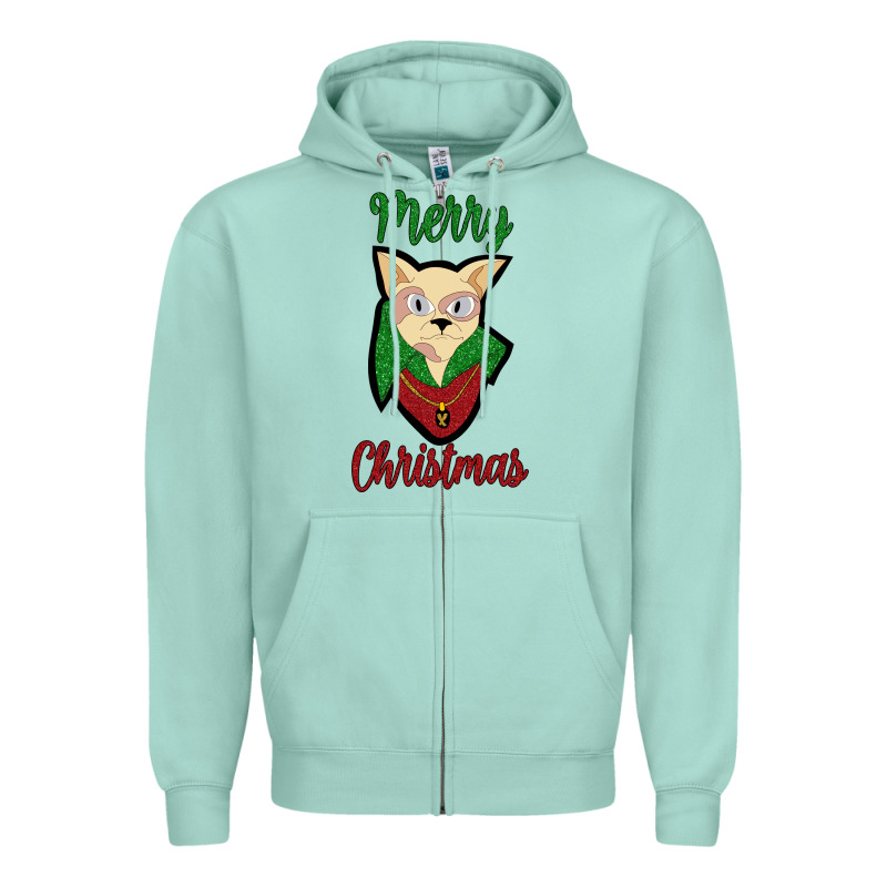 Merry Christmas Cat Zipper Hoodie by Bettercallsaul | Teevron