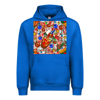 Cobalt christmas coffee cups ornaments and lights with diamond plaid seamless Urban Hoodie - BundleAndBundleShop
