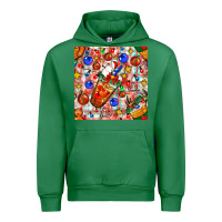 Emerald christmas coffee cups ornaments and lights with diamond plaid seamless Urban Hoodie - BundleAndBundleShop