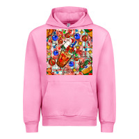 Fuchsia Pink christmas coffee cups ornaments and lights with diamond plaid seamless Urban Hoodie - BundleAndBundleShop