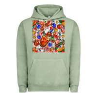Pigment Oil Green christmas coffee cups ornaments and lights with diamond plaid seamless Urban Hoodie - BundleAndBundleShop