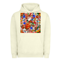 Pigment Pistachio christmas coffee cups ornaments and lights with diamond plaid seamless Urban Hoodie - BundleAndBundleShop