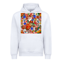 White christmas coffee cups ornaments and lights with diamond plaid seamless Urban Hoodie - BundleAndBundleShop