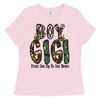Bubblegum Pink boy gigi from son up to son down Ladies Tee - CowhideDigitalArt