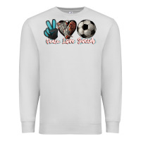 Dove Grey Peace love Soccer Premium Sweatshirt - HowdyJamesFarm