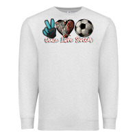 Oatmeal Heather Peace love Soccer Premium Sweatshirt - HowdyJamesFarm