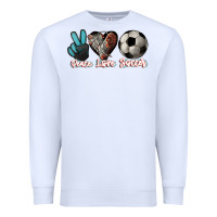 White Peace love Soccer Premium Sweatshirt - HowdyJamesFarm