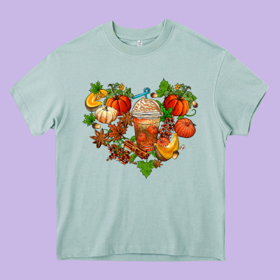 Fall Pumpkin Heart Heavy Core Tee Designed By Adodesignshop