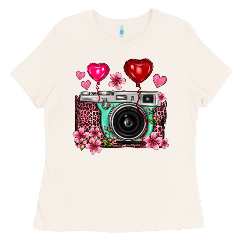 Floral Heart Pink Leopard Vintage Camera Ladies Tee by FaDigitalArtStudio | Teevron