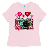 Bubblegum Pink floral heart pink leopard vintage camera Ladies Tee - FaDigitalArtStudio