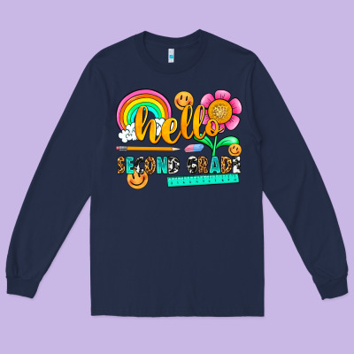 Hello Second Grade Long Sleeve Tee Designed By Nancycooperartshop