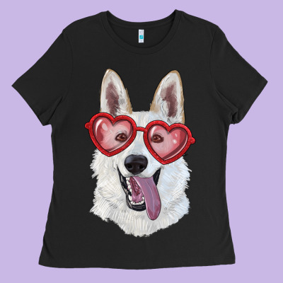 White Shepherd With Love Glasses Ladies Tee Designed By Ranaportraitstore