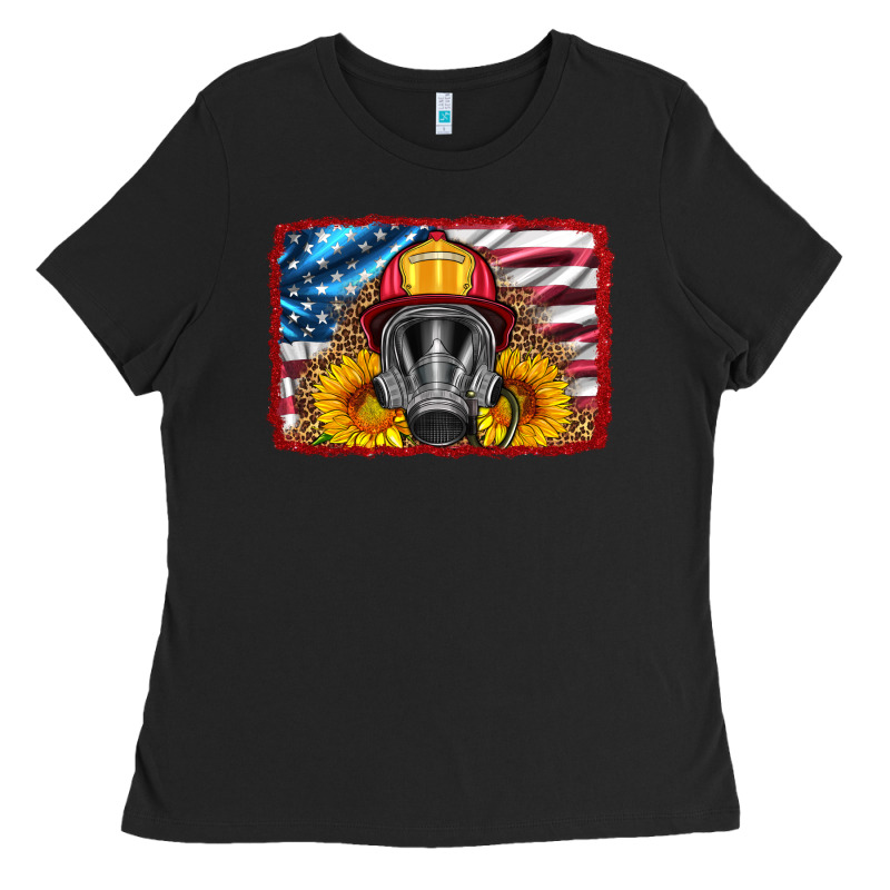 Firefighter Air Mask And Sunflower Ladies Tee by HRA Design Shop | Teevron