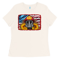 Bone firefighter air mask and sunflower Ladies Tee - HRA Design Shop