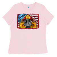 Bubblegum Pink firefighter air mask and sunflower Ladies Tee - HRA Design Shop