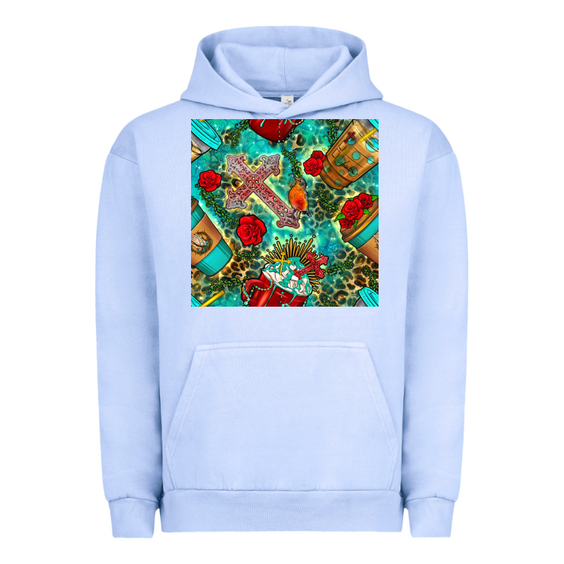 Faith Coffee Cup And Cross With Leopard And Roses Seamless Pattern Bbs Urban Hoodie by BundleAndBundleShop | Teevron