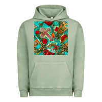 Pigment Oil Green faith coffee cup and cross with leopard and roses seamless pattern bbs Urban Hoodie - BundleAndBundleShop
