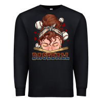Black Messy bun Baseball Premium Sweatshirt - HowdyJamesFarm