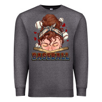 Charcoal Heather Messy bun Baseball Premium Sweatshirt - HowdyJamesFarm