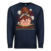 Navy Messy bun Baseball Premium Sweatshirt - HowdyJamesFarm