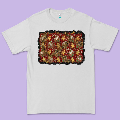 Christmas Gingerbread Man And House Background Premium Tee Designed By Bundleandbundleshop