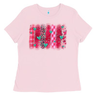 Bubblegum Pink valentines day brushstroke Ladies Tee - OliviaCreatesArt