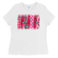 White valentines day brushstroke Ladies Tee - OliviaCreatesArt