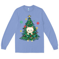 Colony Blue christmas tree cat Long Sleeve Tee - MaliasSmallBusiness