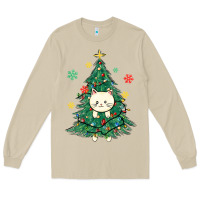 Mushroom christmas tree cat Long Sleeve Tee - MaliasSmallBusiness
