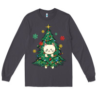Christmas Tree Cat Long Sleeve Tee | Teevron