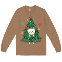 Toasted Coconut christmas tree cat Long Sleeve Tee - MaliasSmallBusiness