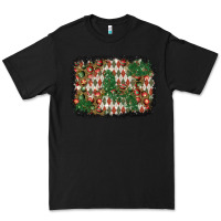 Black christmas ornament and diamond plaid  background Premium Tee - BundleAndBundleShop