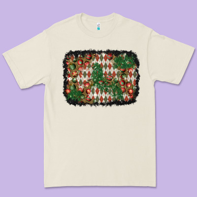 Christmas Ornament And Diamond Plaid  Background Premium Tee Designed By Bundleandbundleshop