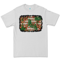 Dove Grey christmas ornament and diamond plaid  background Premium Tee - BundleAndBundleShop