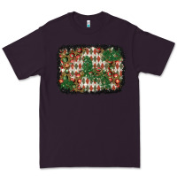 Plum christmas ornament and diamond plaid  background Premium Tee - BundleAndBundleShop