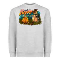 Heather Grey happy camping Heavyweight Sweatshirt - NancyCooperArtShop