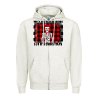 Oatmeal Heather When You re Dead Inside But It Christmas Skeleton Zipper Hoodie - Bettercallsaul