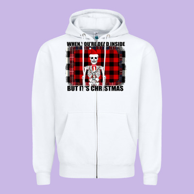 When You Re Dead Inside But It Christmas Skeleton Zipper Hoodie Designed By Bettercallsaul