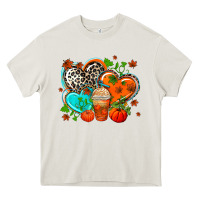 Cream western leopard  fall   hearts Heavy Core Tee - AdoDesignShop